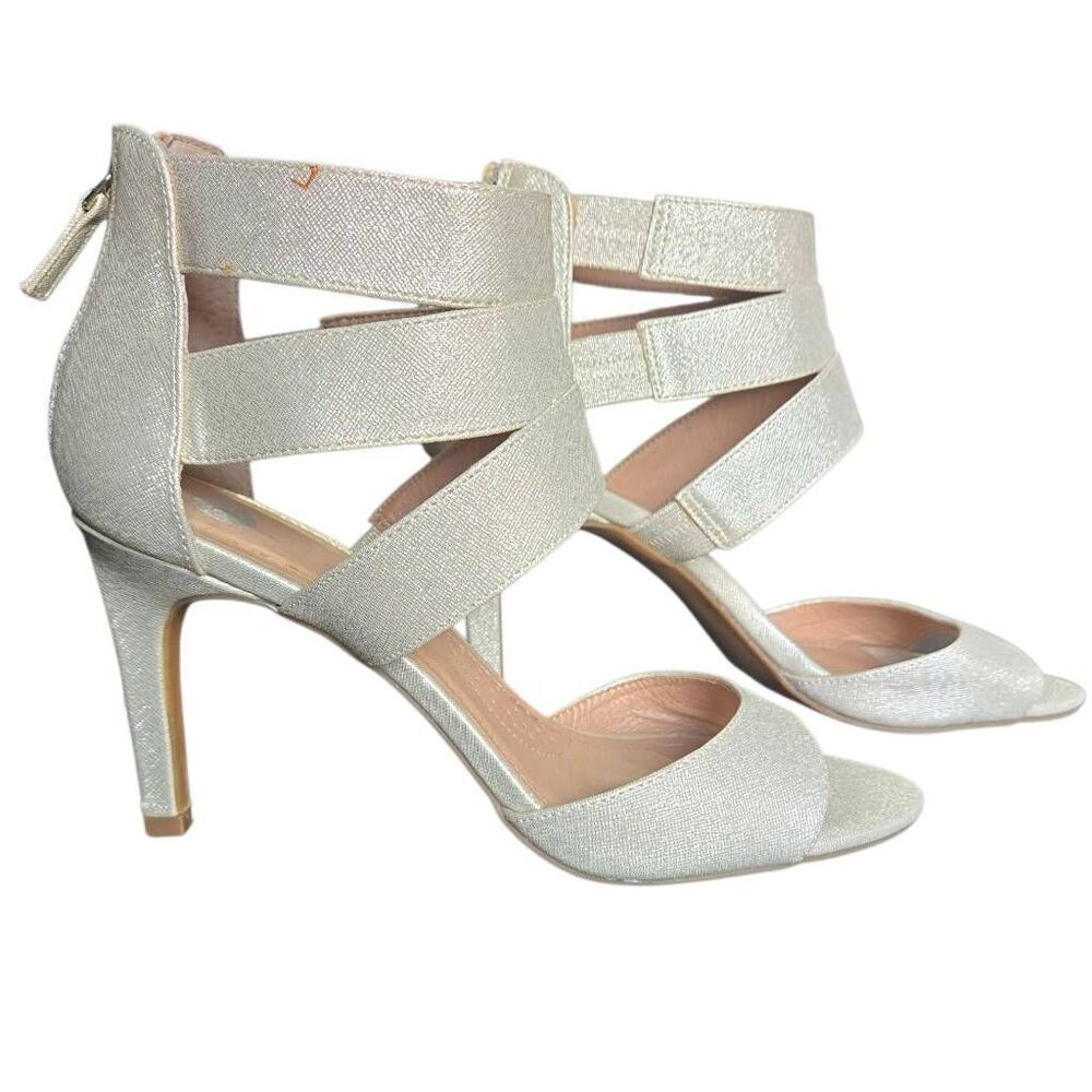 CB Strappy Formal Gold Heel Womens SZ 8 Cold Pumps Metalic